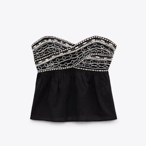 ZARA black bandeau top with beaded embellishments
